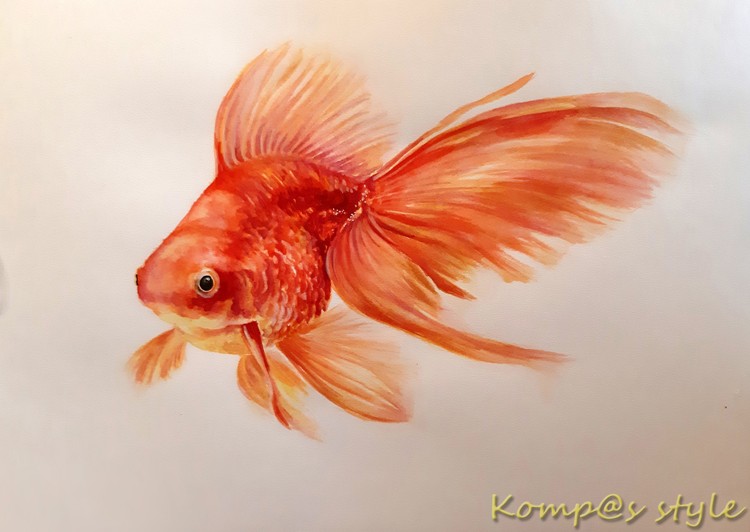 Золотая рыбка рисунок поэтапно - 58 фото