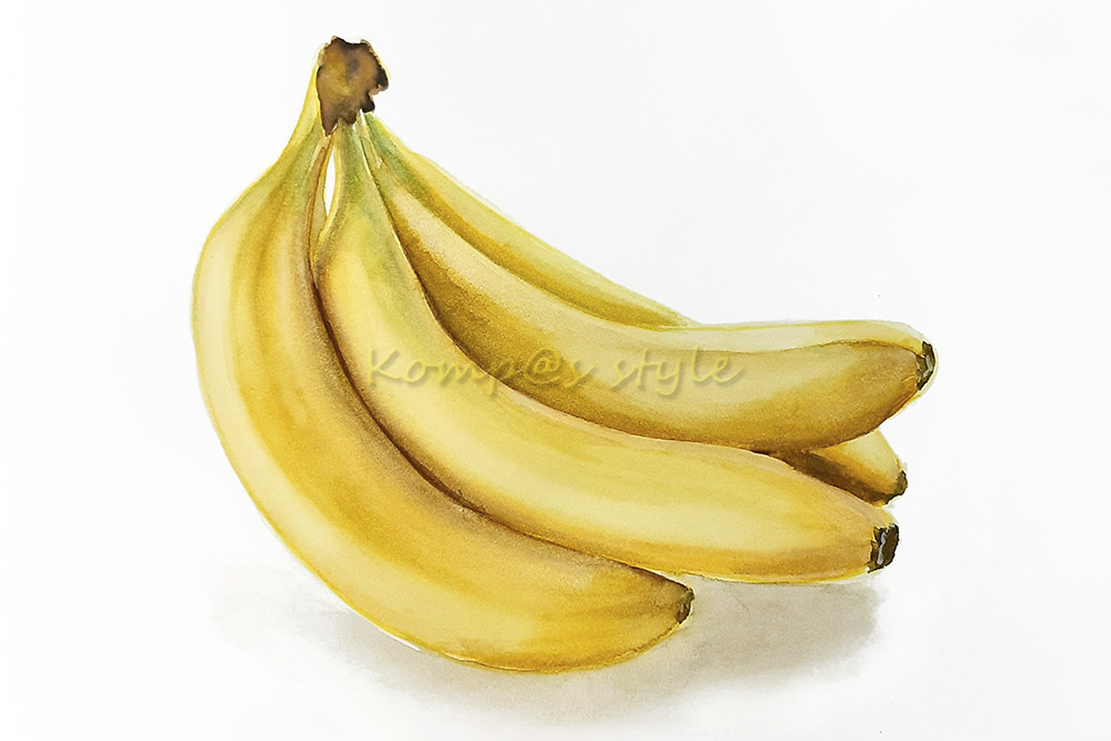 Как нарисовать банан акварелью